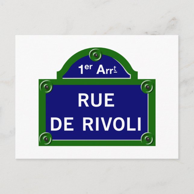 Rue de Rivoli, Pariser Straße - Zeichen Postkarte (Vorderseite)