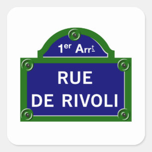 Rue de Rivoli, Pariser Straße - Zeichen Quadratischer Aufkleber