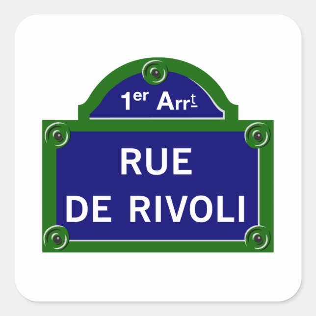 Rue de Rivoli, Pariser Straße - Zeichen Quadratischer Aufkleber (Vorderseite)