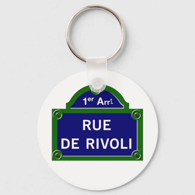 Rue de Rivoli, Pariser Straße - Zeichen Schlüsselanhänger (Vorderseite)