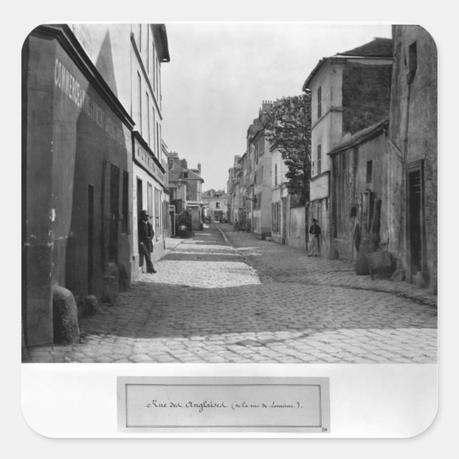 Rue des Anglaises, Rue de Lourcine, Paris Quadratischer Aufkleber (Vorderseite)