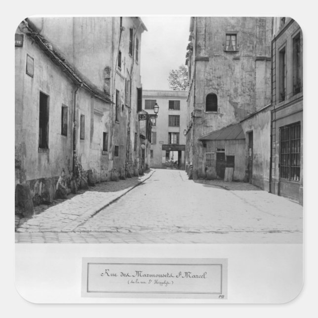Rue des Marmousets Saint-Marcel Quadratischer Aufkleber (Vorderseite)