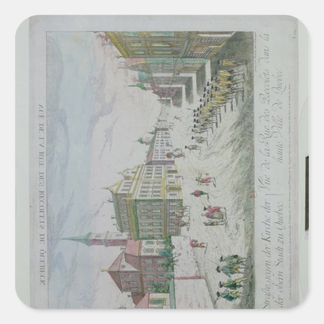 Rue des Recolets, Quebec Quadratischer Aufkleber (Vorderseite)