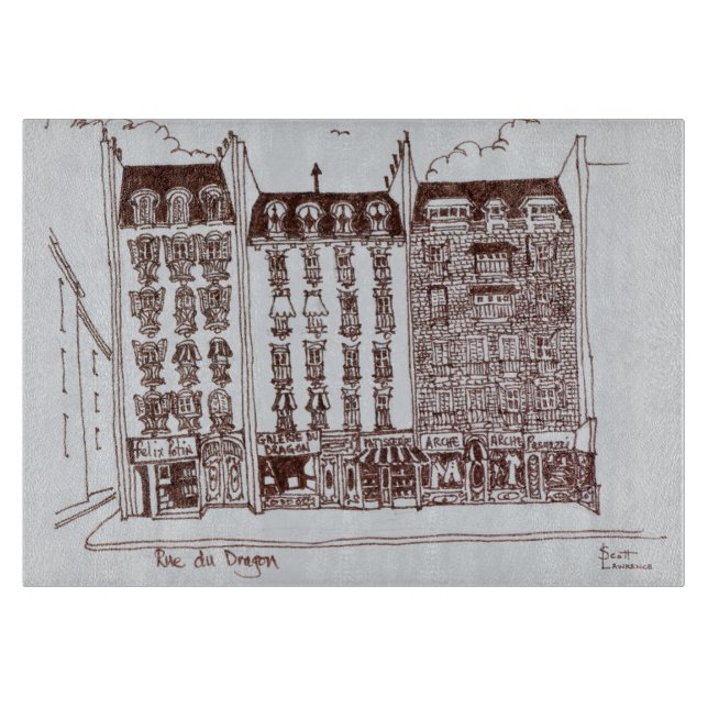 Rue du Dragon, Saint-Germain-des-Pres, Paris Schneidebrett (Vorderseite)