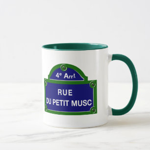 Rue du Petit Musc, Paris-Straßenschild Tasse