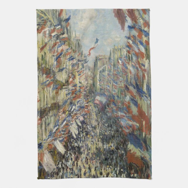 Rue Montorgueil in Paris durch Claude Monet Küchentuch (Vertikal)