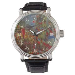 Rue Montorgueil mit Flaggen von Claude Monet Armbanduhr