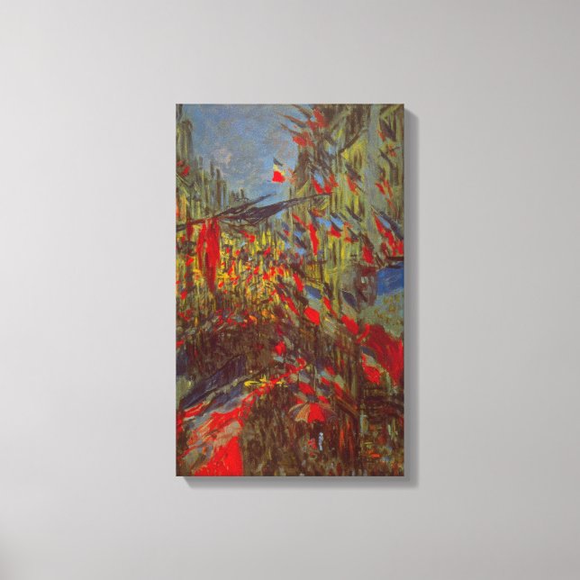 Rue Montorgueil mit Flaggen von Claude Monet Leinwanddruck (Vorderseite)