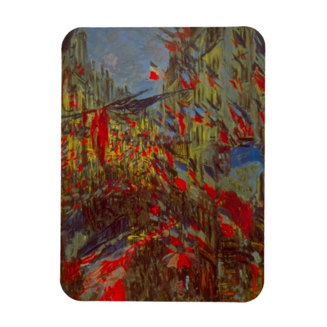 Rue Montorgueil mit Flaggen von Claude Monet Magnet (Vertikal)