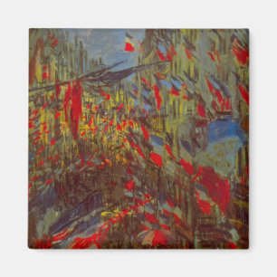 Rue Montorgueil mit Flaggen von Claude Monet Magnet