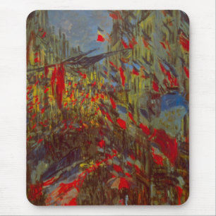 Rue Montorgueil mit Flaggen von Claude Monet Mousepad
