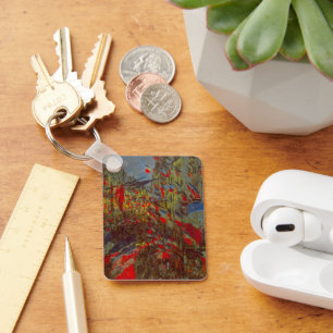 Rue Montorgueil mit Flaggen von Claude Monet Schlüsselanhänger