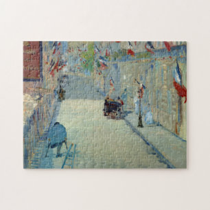 Rue Mosnier mit Flags Manet Art Frankreich Puzzle
