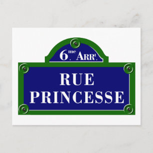 Rue Princesse, Pariser Straßenschild Postkarte