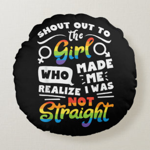 Ruf an das Mädchen Lesbischer Stolz LGBT T-Shirt G Rundes Kissen