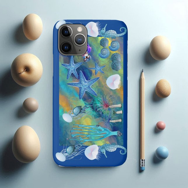 Ruf des Meereslebens Blaue Ozeane Case-Mate iPhone Hülle (Call of the Sea Marine Life Blue Ocean Starfish Case-Mate iPhone Case)
