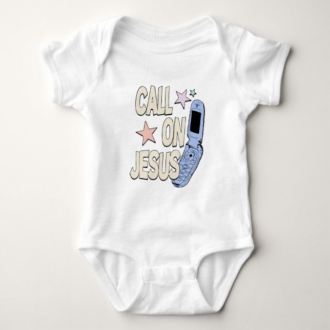 Ruf Jesus an – Retro-Glaubensdesign Baby Strampler (Vorderseite)