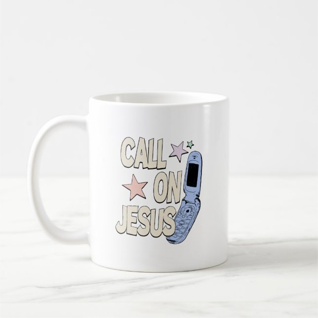 Rufe Jesus an – Retro-Glaubensdesign Kaffeetasse (Links)