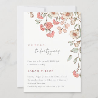 Rufe Rosa Blume, die jedes Alter Geburtstag einlad Dankeskarte