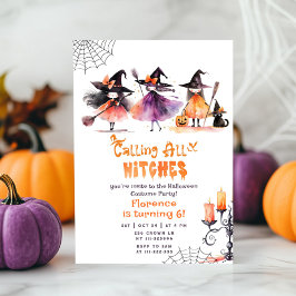 Rufen alle Hexen niedliches Halloween-Kostüm-Party Einladung