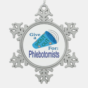 Rufen für Phlebotomisten Schneeflocken Zinn-Ornament