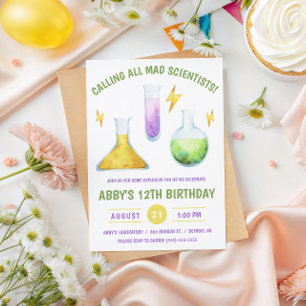Rufen Sie alle Mad Scientists! Science Birthday Pa Einladung