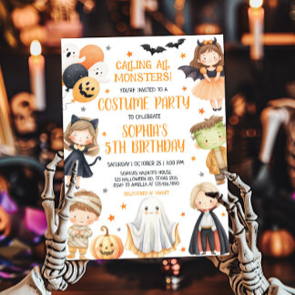 Rufen Sie alle Monster Halloween Geburtstag Einladung
