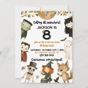 Rufen Sie alle Monster! Halloween-Party Birthday Einladung
