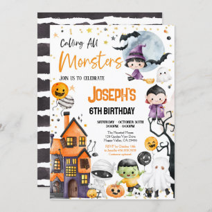 Rufen Sie alle Monster Halloween Party Niedlich Einladung
