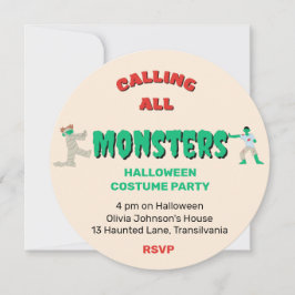 Rufen Sie alle Monsters-Halloween-Partys an Einladung