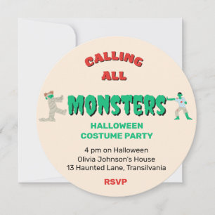Rufen Sie alle Monsters-Halloween-Partys an Einladung
