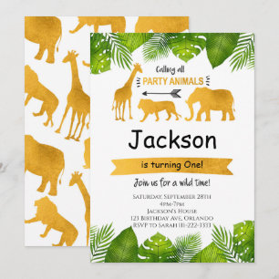 Rufen Sie alle Party Tiere Golden Safari laden Einladung