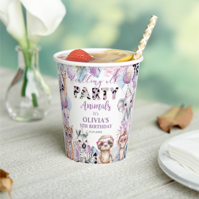 Rufen Sie alle Party Tiere Jungle Safari Geburtsta Pappbecher (In Situ)