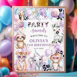 Rufen Sie alle Party Tiere Jungle Safari Willkomme Poster