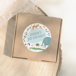 Rufen Sie alle Party Tiere! Modern Birthday Party Runder Aufkleber