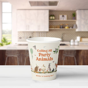Rufen Sie alle Party Tiere Woodland Geburtstag Pappbecher