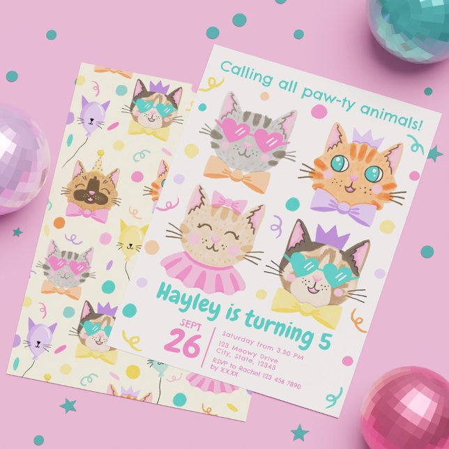 Rufen Sie alle pawty Animals Niedlich Kitty Cat Ge Einladung (Calling All Pawty Animals Cute Kitty Cat Birthday Invitation)