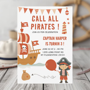 Rufen Sie alle Piraten-Kindergeburtstag an Nauti Einladung