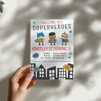 Rufen Sie alle Superhelden! Superhero Birthday Par Einladung