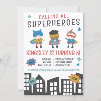 Rufen Sie alle Superhelden! Superhero Birthday Par Einladung