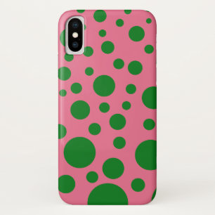 Rufen Sie Fall mit grünen Kreisen auf einem rosa Case-Mate iPhone Hülle
