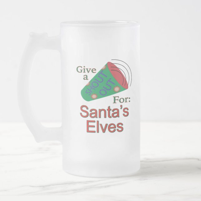 Rufen Sie für die Elfen des Weihnachtsmanns aus Mattglas Bierglas (Links)