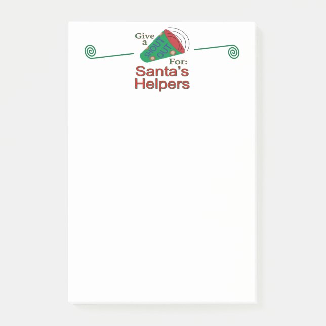 Rufen Sie für Helfer des Weihnachtsmanns aus Post-it Klebezettel (Vorderseite)