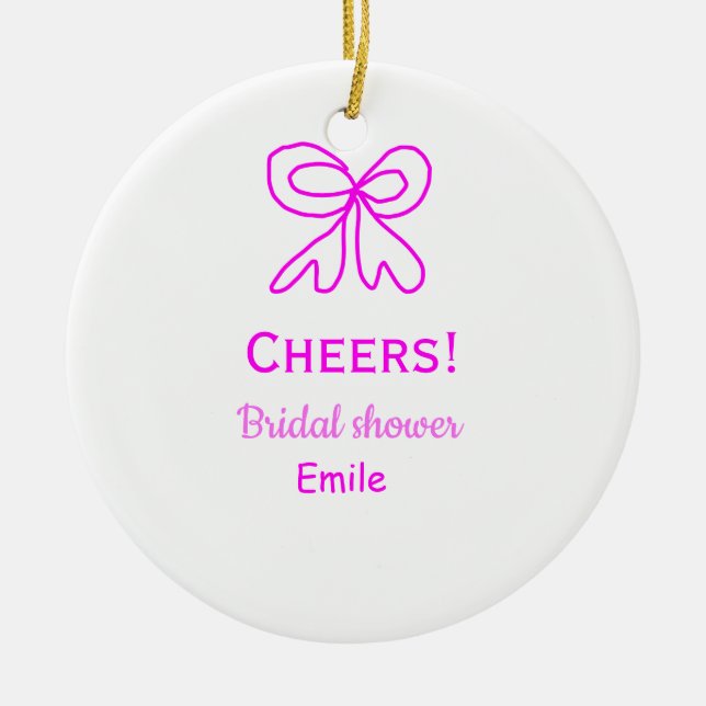 Rufen Sie lila rosa Bug Brautparty hinzufügen Name Keramik Ornament (Vorne)