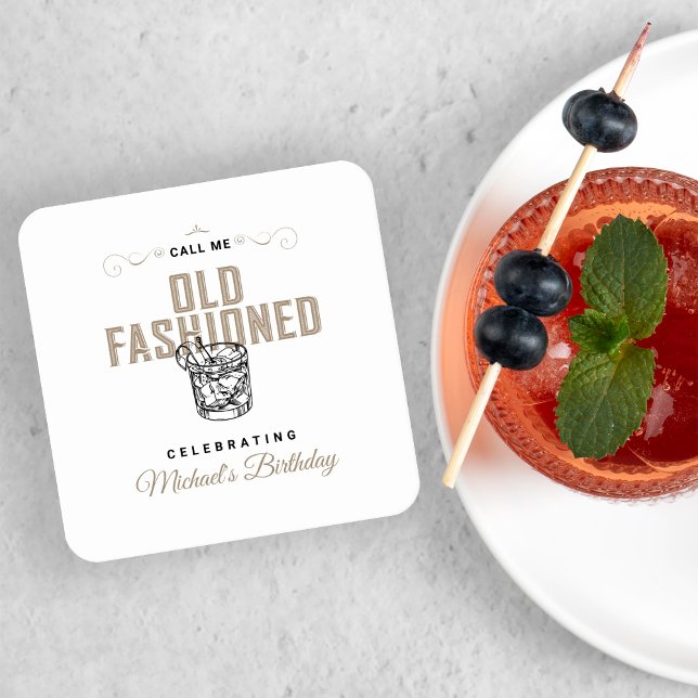 Rufen Sie mich alt modische Retro White Whiskey Ge Rechteckiger Pappuntersetzer (Von Creator hochgeladen)