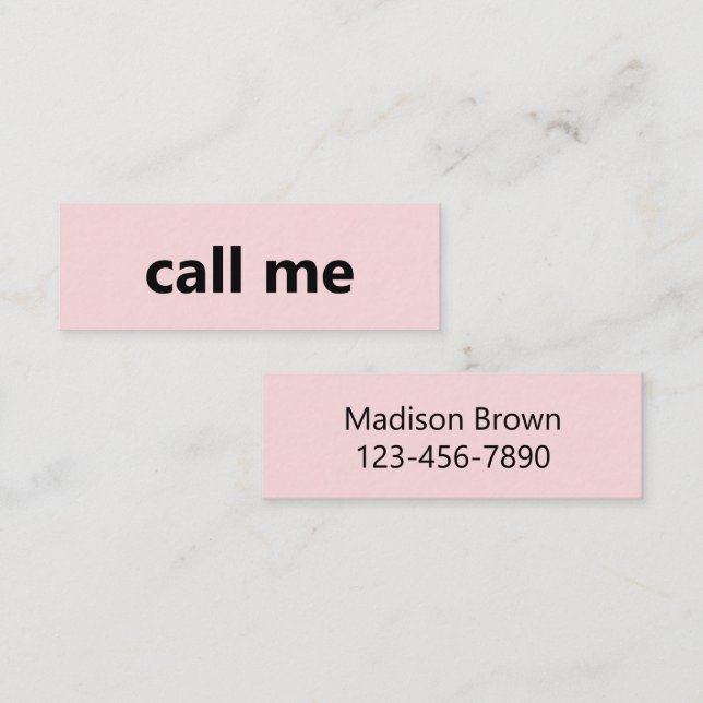Rufen Sie mich in Pink und Schwarz Ihre Telefonnum Mini Visitenkarte (Vorne/Hinten)