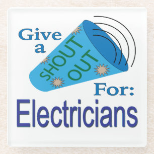 Rufen Sie sich für die Elektriker aus Glasuntersetzer