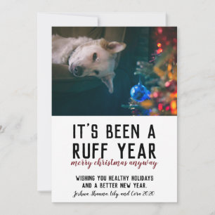 Ruff Year 2020 Red Christmas Dog Foto Feiertagskarte