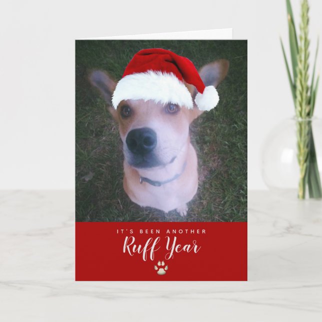 Ruff Year 2021 Funny Dog Pun Pet Weihnachten Foto (Vorderseite)
