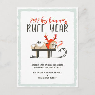 Ruff Year   Funny Dog Weihnachtsfeiertag Postkarte